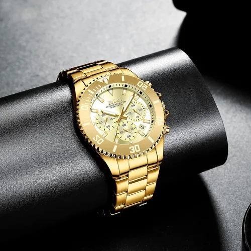 Vista 3 de Relojes para hombre cronógrafo acero inoxidable impermeable fecha analógica de cuarzo de negocios relojes de pulsera