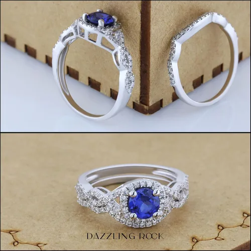 Vista 22 de Dazzlingrock Collection Juego de anillos de boda redondos de 0.228 in creados en laboratorio y diamantes blancos naturales para mujer