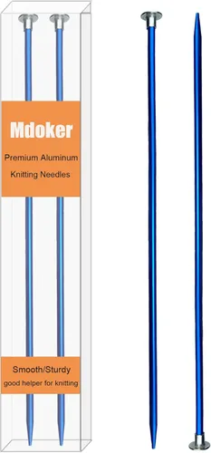 Vista 10 de Mdoker Agujas de tejer de aluminio de 13.8 pulgadas, aguja de tejer para suéter de metal recto de un solo punto de color para proyectos de tejer