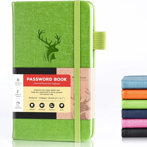 Vista 24 de molekaus Libro de contraseñas con pestañas alfabéticas, pequeño guardián de contraseñas con espacio adicional para cambiar la contraseña. Cuaderno