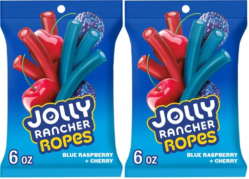 Vista 8 de JOLLY RANCHER Ropes - Bolsa de dulces con sabor a frambuesa azul y cereza, 6 onzas