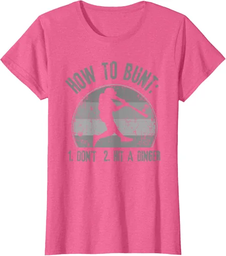 Vista 70 de Cómo Bunt Don't Hit A Dinger - Camiseta divertida de béisbol y sóftbol, Negro, S