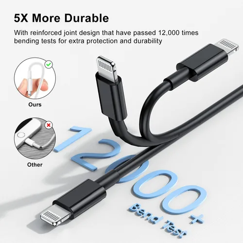 Vista 7 de Cargador de iPhone de 3 pies, cable de carga USB A a Lightning, cable Lightning original de 3 pies a USB, cable de carga de iPhone de 3 pies
