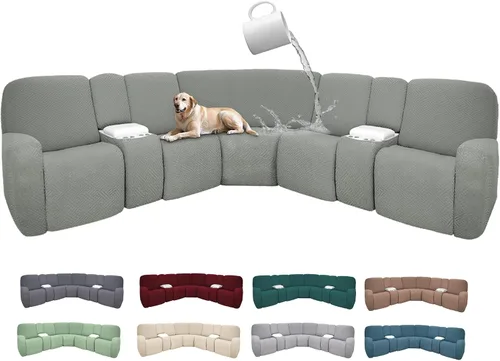 Vista 82 de Fundas de sofá reclinable seccional 100% impermeables para sofá reclinable en forma de L, funda de sofá modular de esquina en forma de L, fundas