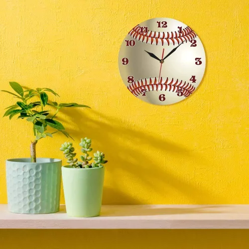 Vista 8 de The Geeky Days Reloj de pared con diseño de béisbol, decoración de pared para sala de deportes, personaliza tu nombre, reloj de cuarzo silencioso