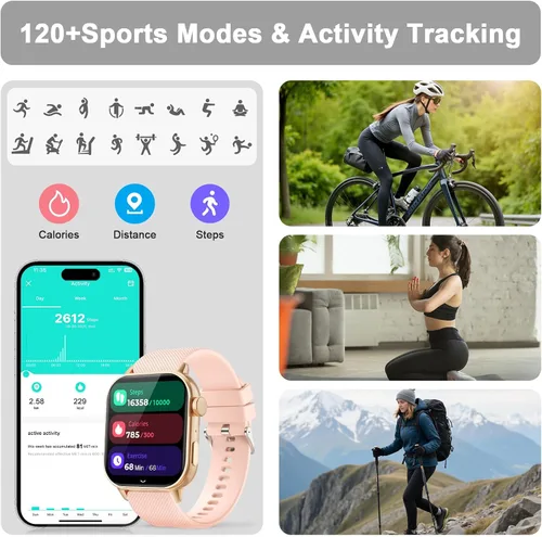 Vista 6 de MFVLP Reloj inteligente para hombres y mujeres, 1.85 pulgadas AMOLED HD reloj de fitness con más de 120 modos deportivos, llamada Bluetooth