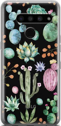 Vista 8 de Mertak Funda transparente compatible con LG Stylo 6 5 4 K61 K51S K41S K30 K20 Q70 Q60 diseño azul ligero flexible diseño suculento mujeres hojas