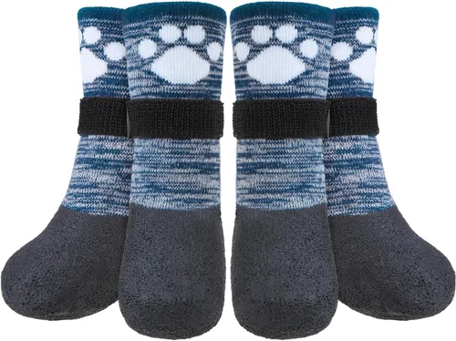 Vista 13 de BEAUTYZOO Calcetines impermeables para perros para evitar que lamen las patas, calcetines navideños para perros para suelos de madera dura