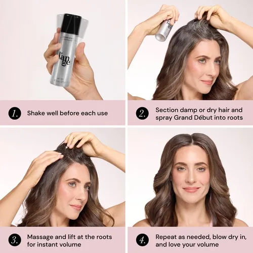 Vista 4 de L'ANGE HAIR Grand Début Root Booster Hair Espuma en aerosol espesante Volumiza y levanta el cabello fino Spray de peinado de fuerte sujeción