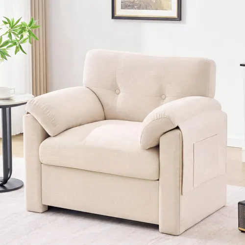 Vista 18 de Howjoe Sillón Extragrande de Chenilla, Sillas de Acento de 38.6 Pulgadas de Ancho para Sala de Estar y Dormitorio Silla de Descanso Moderna, Silla