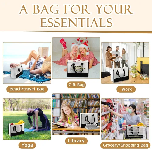 Vista 7 de Reginary Bolsa de regalo de lona para mujer, 10 unidades, con bolsa de maquillaje, bolsa reutilizable para boda, compras, comestibles