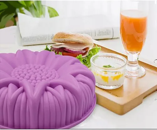 Vista 2 de Joyeee Bandeja grande para pastel de girasol, 1 molde de silicona para hornear pasteles 3D para pasteles 3D, pan, magdalenas, brownie, pastel