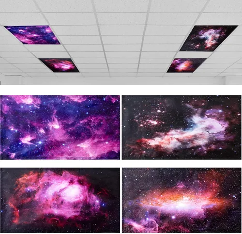 Vista 19 de ROCEEI Paquete de 4 cubiertas de luz fluorescente para luces de techo, 4 x 2 pies, cubiertas magnéticas de luz para aula, oficina, hogar, escuela