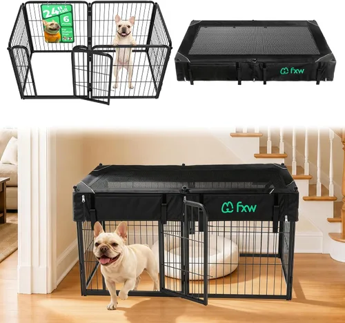 Vista 25 de FXW Homeplus Unleashed Corral para Perros de Interior - Juego Sin Estrés y Seguro, Resistente de 24 Pulgadas con 6 Paneles para Cachorros y Perros