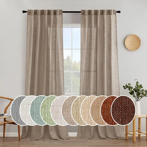 Vista 71 de MIULEE - Cortinas semitraslúcidas suaves y gruesas con textura de lino para cocina y ventana de baño, con trabilla trasera y bolsillo para Blanco