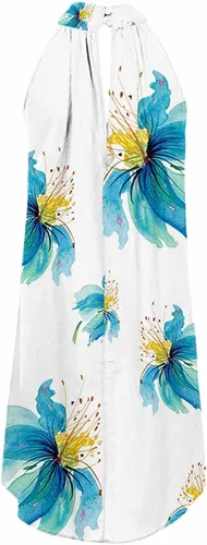 Vista 5 de Wdgfv Women Sleeveless Halter Neck Maxi Dress Floral Summer Dresses Trendy Dresses That Hide Belly Fat Bodycon Dresses