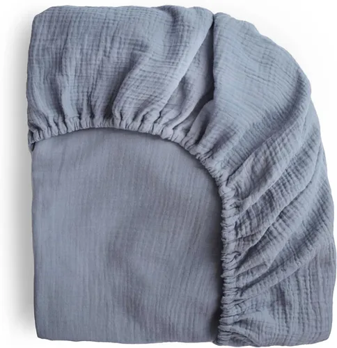 Vista 18 de mushie Sábana bajera ajustable de muselina extra suave para cuna, 192 hilos, 28 x 52 pulgadas (azul bebé)