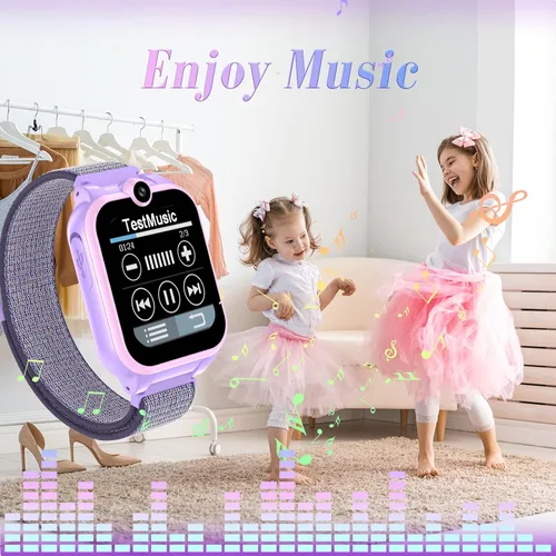 Vista 4 de Reloj inteligente para niños y niñas, regalos para niños de 4 a 10 años, doble cámara, pantalla táctil, reloj inteligente para niños con 18