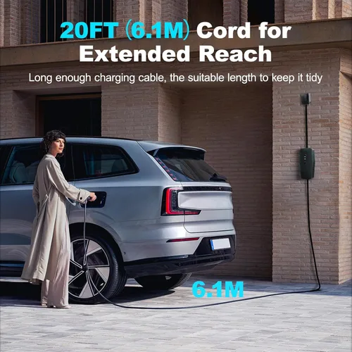 Vista 6 de Cargador EV de nivel 1 y 2 actualizado 2026 de 16 A, 3.5 KW, cable de 20 pies y adaptador doble NEMA (5-15/6-20) - Cargador de coche eléctrico