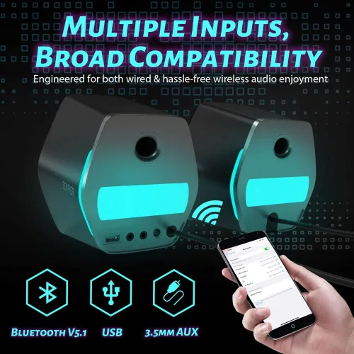 Vista 3 de Edifier G2000 32W Altavoces de PC para Juegos de Computadora para Laptop Mac Computadora de Escritorio Altavoces Woofer Bluetooth USB Entradas AUX