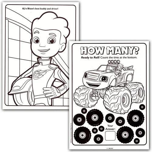 Vista 2 de Blaze y The Monster Machines - Juego de libros para colorear - 2 libros más calcomanías de autos