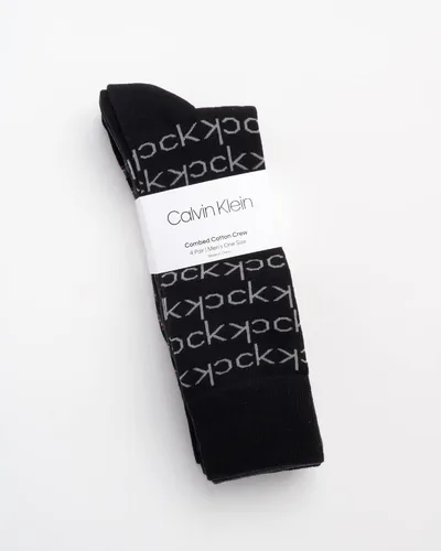 Vista 2 de Calvin Klein Calcetines de vestir para hombre - Calcetines estampados de mezcla de algodón (4 pares)