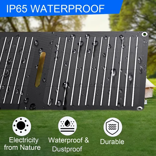 Vista 3 de Paneles solares portátiles de 60 W, panel solar plegable ETFE con puertos USB-C/USB-A/CC para senderismo, camping, mochileros, cargador solar