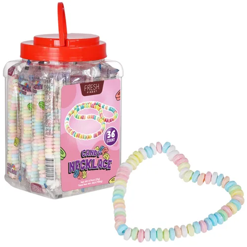Vista 10 de Pulseras de dulces a granel de 48 unidades con envoltorio individual de Fresh Finest - Pulseras de dulces novedosas. Perfectas para recuerdos