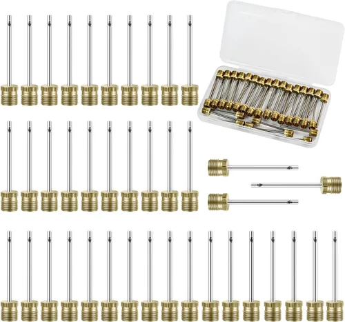 Vista 8 de 20 Pack Brass Ball Pump Needles with Storage Case - Heavy Duty No Break Air Pump Needles for Basketball