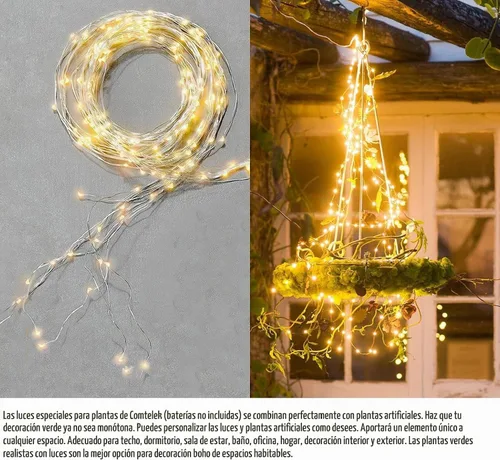 Vista 3 de Comtelek - Maceta colgante con luces para interiores, cesta colgante de macramé con cuentas de madera, soporte para macetas sin borlas