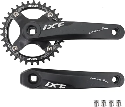 Vista 11 de DJC MTB - Juego de bielas cuadrado con agujero cónico 104BCD con plato 32 34 36 38T 6.693 in 6.890 in Bielas aluminio negro rojo