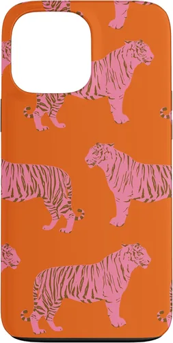 Vista 23 de Funda para iPhone 17 con diseño de tigre rosa y naranja