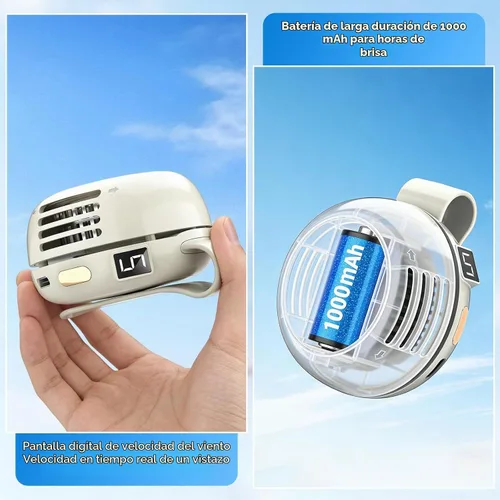 Vista 6 de Mini ventilador portátil sin aspas con clip, ventilador de clip de 5 Verde