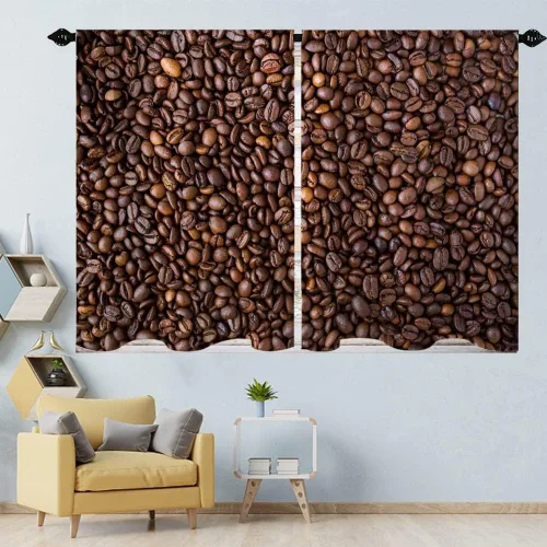 Vista 3 de Cortinas de café en grano de cocina, té de la tarde, con bolsillo para barra, cortinas cortas para ventana de baño, juego de 2 paneles de 27.5