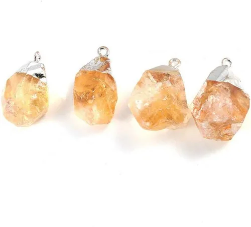 Vista 7 de LHJ 3 colgantes de piedra citrina natural, colgantes irregulares de cristal curativo amarillo para hacer joyas, collares, pulseras y meditación