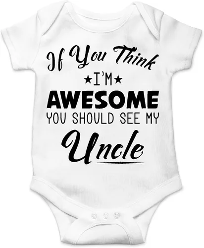 Vista 13 de AW Fashions If You Think, I'm Awesome You Should See My Uncle - Body para bebé recién nacido