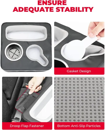 Vista 5 de KEMIMOTO Portavasos de asiento trasero para automóvil, portavasos para sofá, organizador para auto, camión, barco, bandeja expansora para sofá, cama