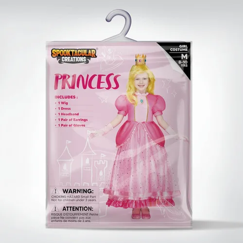 Vista 7 de Spooktacular Creations Vestido de princesa rosa de Halloween, vestido de princesa para niños, disfraz de corona de melocotón para cumpleaños de niñas