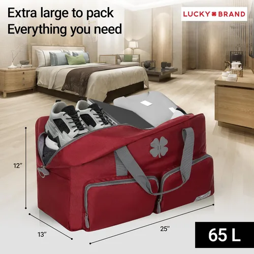 Vista 5 de Lucky Travel - Bolsa de lona de 65 L, bolsa de gimnasio y bolsa de lona para hombres, bolsa plegable para mujeres y hombres con correa de hombro
