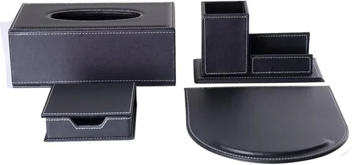 Vista 13 de KINGFOM Juego de organizador de escritorio de oficina T102-3PCS/suministros de oficina Ecológico de cuero sintético incluye soporte para caja