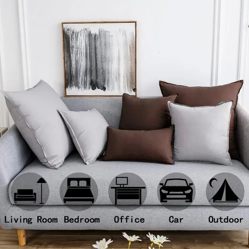 Vista 78 de Jeanerlor Funda de almohada decorativa de lino y algodón sólido de 18 x 18 pulgadas con cremallera, funda de cojín europea, funda de almohada