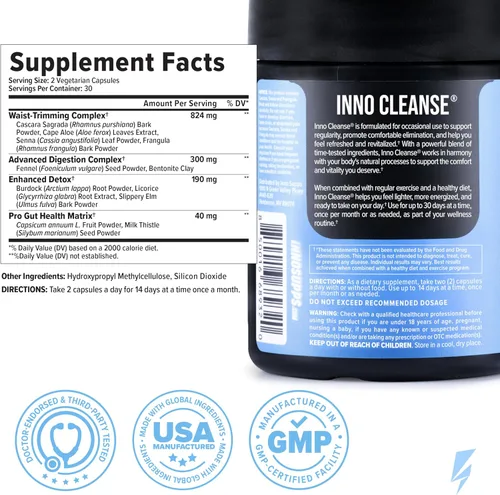 Vista 4 de Inno Cleanse - Compuesto de adelgazamiento de cintura Apoyo y ayuda al sistema digestivo Reducción de inflamación Mejora los niveles