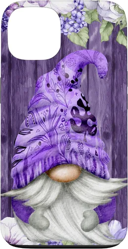 Vista 7 de Cute Purple Aesthetic Anemones Flower Pattern Lavender Gnome Case for iPhone 17