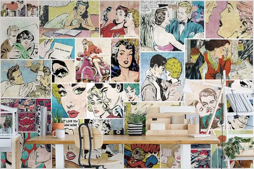 Vista 4 de Pop Art Wallpaper Vintage Comics Wall Mural