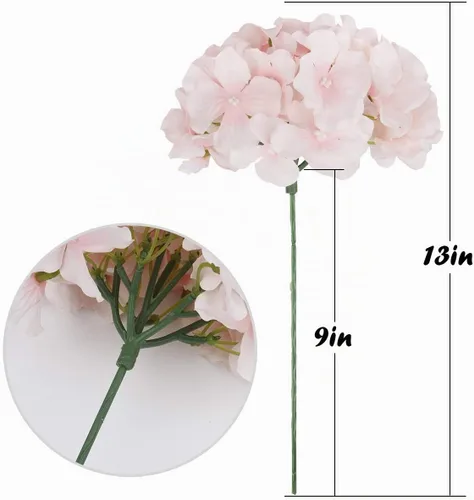 Vista 5 de Cabezales artificiales de hortensias de seda para decoración de bodas caseras, 10