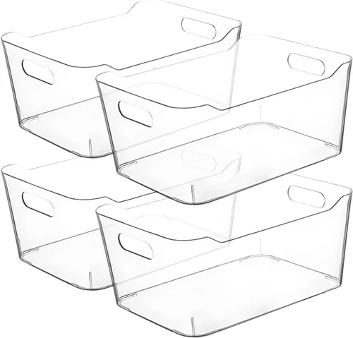 Vista 7 de Contenedores de almacenamiento de plástico transparente para organización de cocina o despensa, organizadores y almacenamiento de despensa