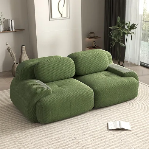 Vista 43 de Sofá biplaza moderno de 80 pulgadas para sala de estar, sofá de pana en forma de nube con asiento profundo, sofá modular negro, sofás de dos plazas