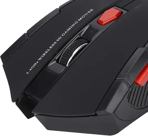 Vista 8 de Pomya Ratón de juego inalámbrico, mouse ergonómico para computadora, mouse óptico para computadora portátil, 2.4 GHz, 6 teclas, DPI ajustable, negro