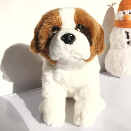 Vista 2 de JIANEEXSQ Peluche realista de perro de San Bernardo, modelo de perro siberiano realista, regalo de cumpleaños para niños