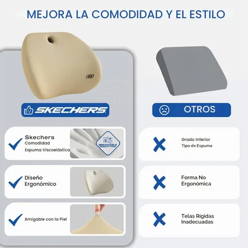 Vista 5 de Skechers Almohada de apoyo lumbar para silla de oficina, almohada lumbar de espuma viscoelástica, almohada lumbar para alivio del dolor de espalda